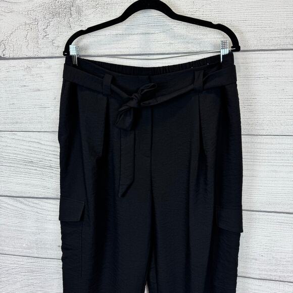 Chico's Women's Black Textured Cargo Tie Waist Straight Leg Pants Size 14 - Picture 2 of 10